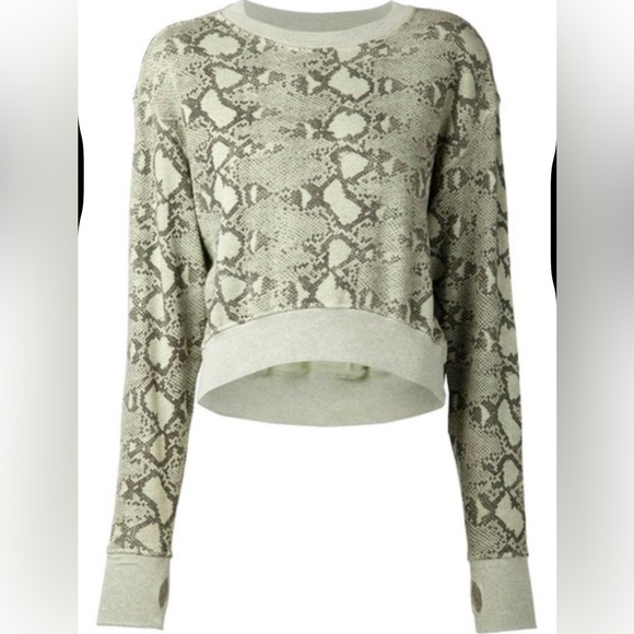 Pam & Gela Python Snakeskin Print Cropped Sweatshirt - Picture 1 of 7
